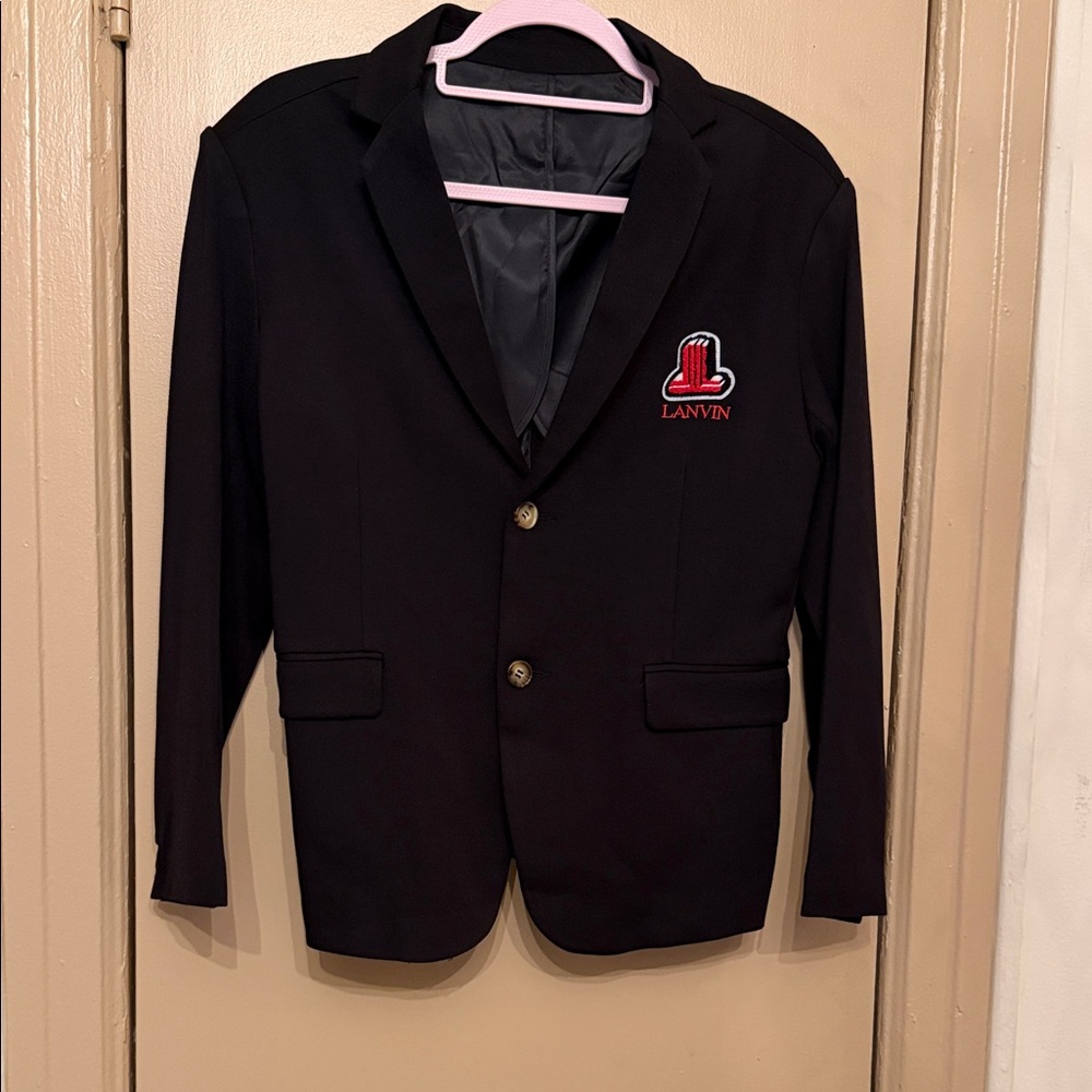 Lanvinel  clone Black Blazer with Red Logo Patch